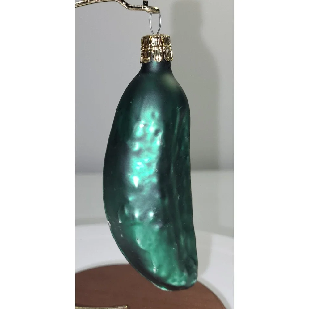 Hide the Pickle Christmas Ornament Green Czech Republic Blow Mold Plastic Vtg